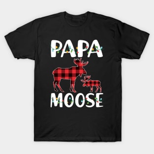 Red Plaid Papa Moose Matching Family Pajama Christmas Gift T-Shirt